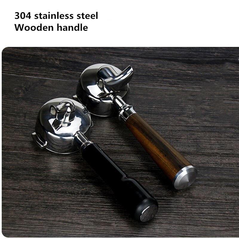 E61 bundløs portafilter 58mm enkelt to mundinger 304 rustfrit stål træhåndtag 바텀 리스 포터 필터 القاع espressomaskine tilbehør