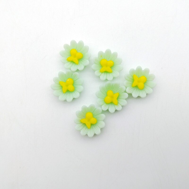 20 stk gull fargerike blomster metall brads scrapbooking dekorasjon pynt feste for gjør-det-selv fotoalbum håndverk tilbehør: Sølv base --- grønn