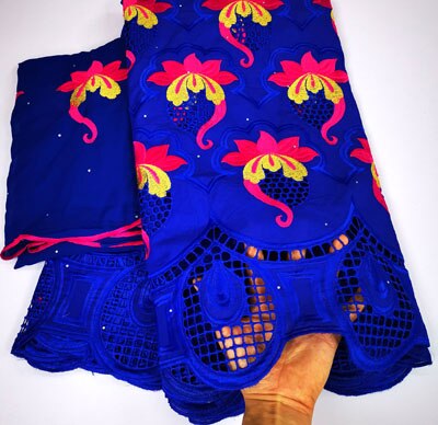 Afrikaanse Kant Stof 5Yards + 2Yards Katoen Voile Kant Van Emboridery Franse Kant Franse Kant Stof YLC837: AS PIC1