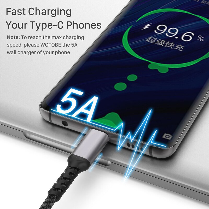 VOXLINK kabel USB C na USB C 100W rodzaj-c 5A E znak szybkie ładowanie pleciony przewód nylonowy kompatybilny MacBook zawodowiec iPad laptopy komputerowe