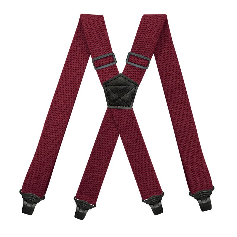 Deepeel-tirantes elásticos ajustables para hombre y adulto, suspensorio DE TRABAJO ancho con 4 clips, 3,5X120cm, 1 unidad: WineRed-120cm
