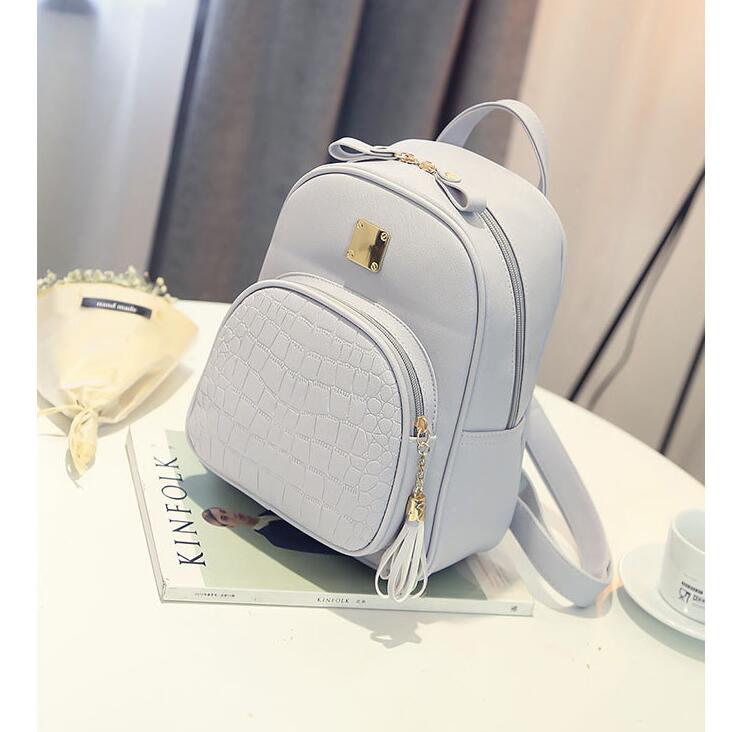 Mochila De piel con estrella de la para mujer, morral escolar con lentejuelas de piedra para chicas adolescentes, Mochila pequeña de estilo pijo LB894: Gris