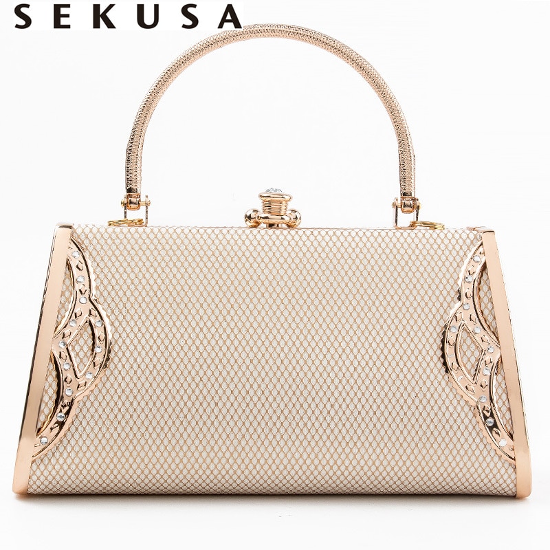 SEKUSA laided sacs de soirée femme luxe métal or embrayages sacs à main de mariée pour seau diamants fête dîner sac à main sacs