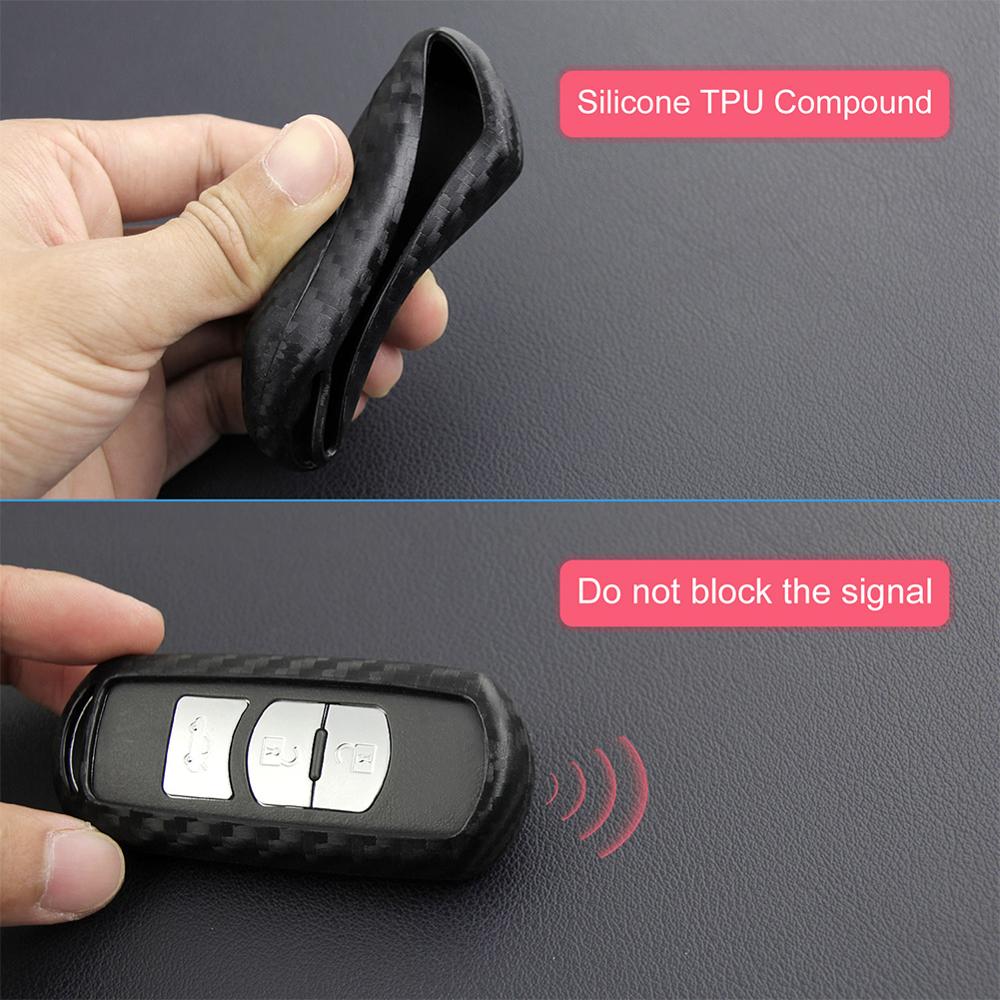Carbon Fiber Key Fob Chain Protective Case Cover Accessories Fit For Mazda 3 6 CX3 CX5 CX9 MX5