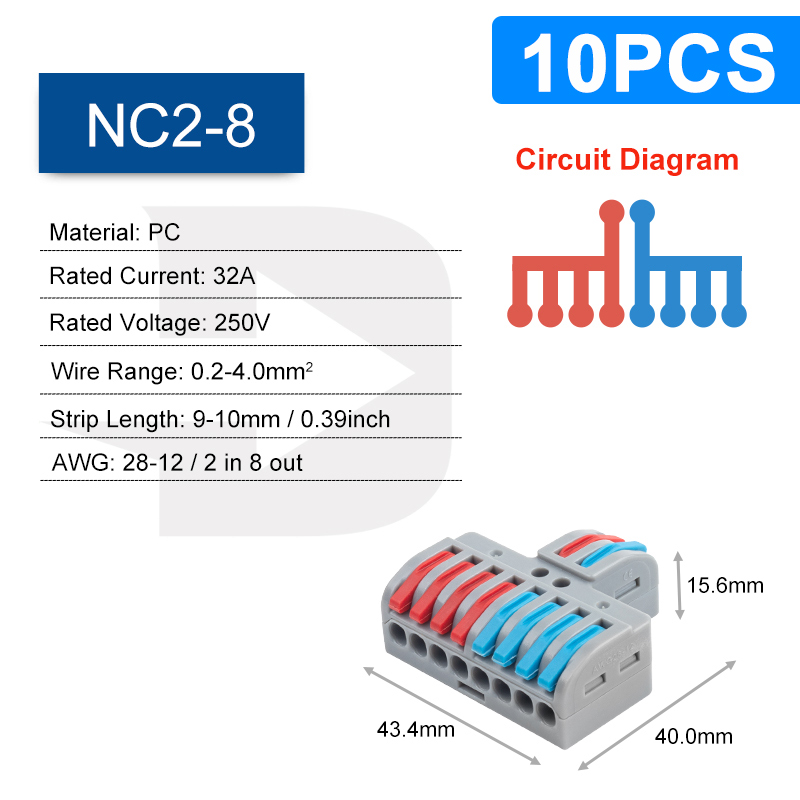 Mini Fast Wiring Connectors Universal Compact Splitter Electrical Cable Push-in Conductors Connector With Lever Terminal Block: Red