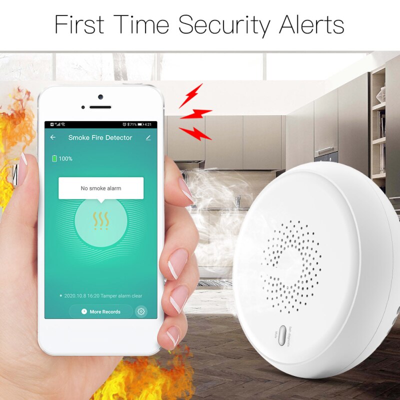 Tuya Zigbee Smart Smoke Detector App Remote Control Real-time Voice Alarm Prompt Smart Smoke Sensor Home Security System