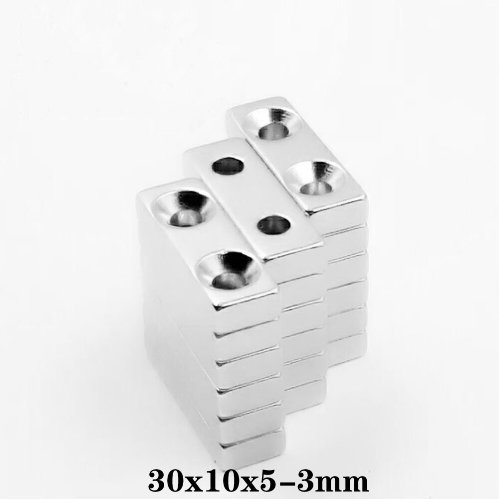 5 ~ 50 Stuks 30x10x5-3 Mm Sterke Vel Magneet Gat 3 Mm Blok Rechthoekige Neodymium Magneten 30*10*5 Mm Kleine N35 Magneet 30*10*5-3 Mm