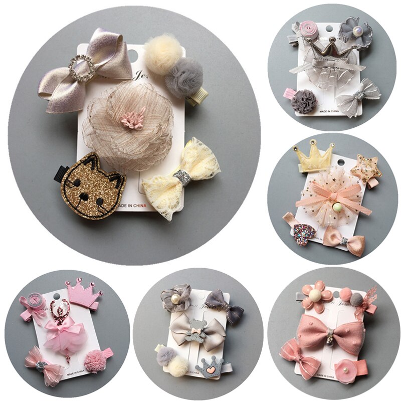 Barrettes pour cheveux de princesse, 5 pièces/6 pièces