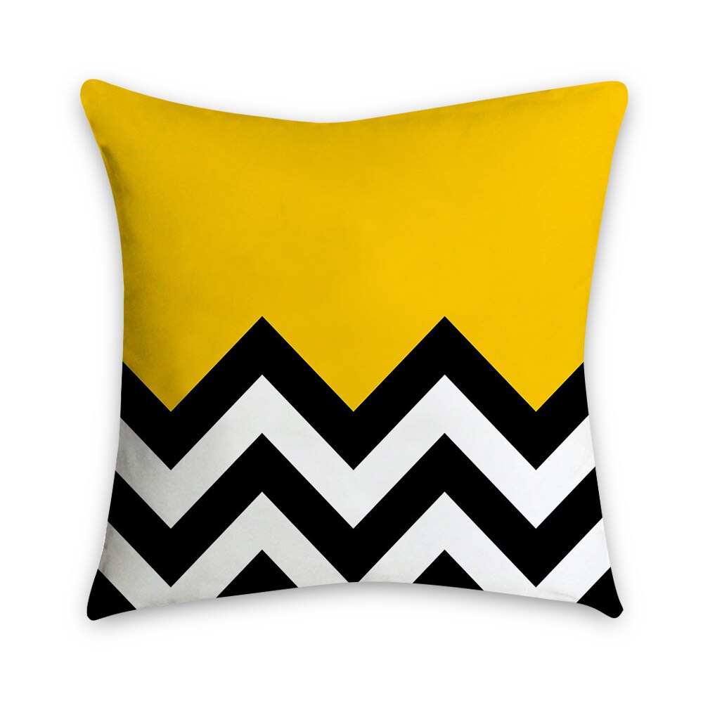 Urijk Geometric Printed Throw Pillow Case Yellow Gray Diamond Wave Waist Cushion Cover Office Sofa Housse de Coussin Kussenhoes: 23
