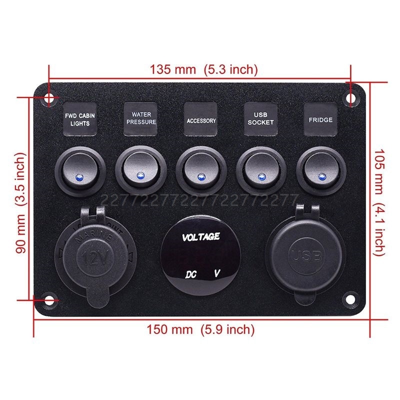 12-24V Cat-eye commutateur panneau combiné avec boîte à fusibles Protection voltmètre prise de courant double USB chargeur de voiture S18 19 directe