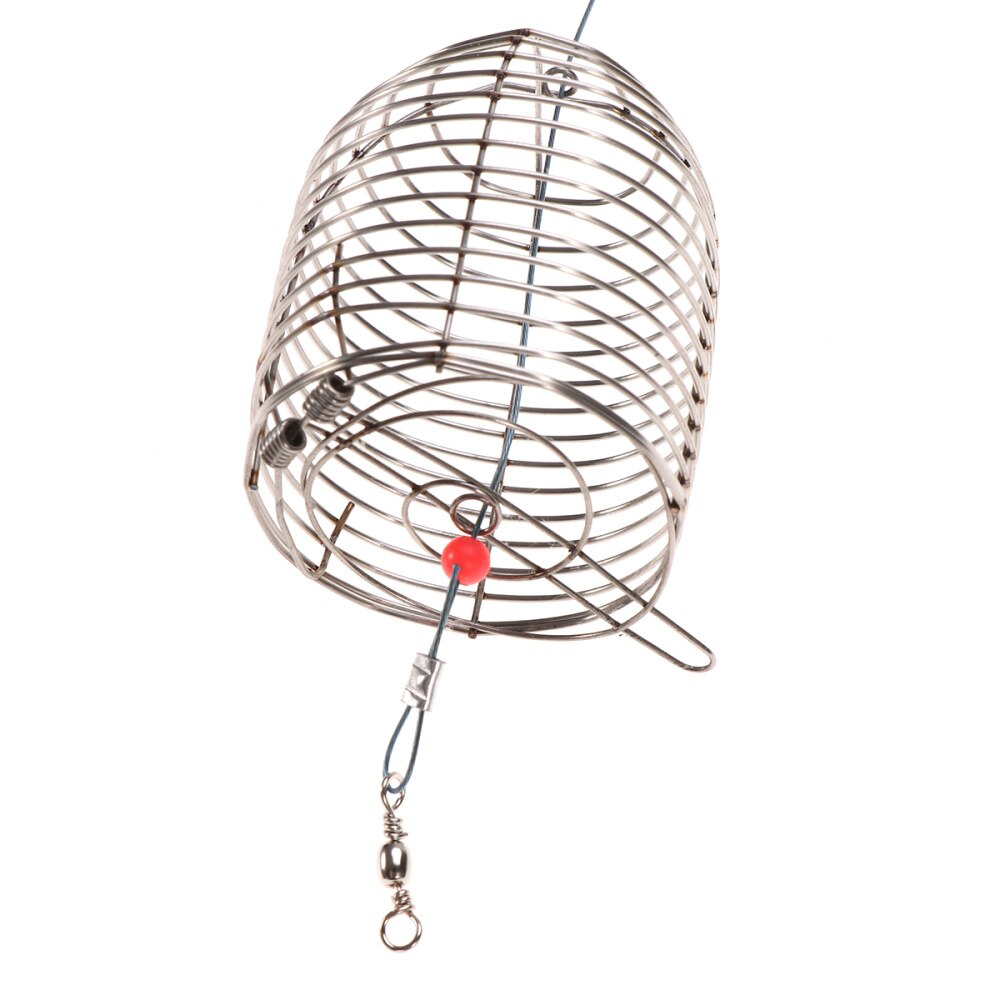 5 PCS Stainless Steel Fishing Bait Cage Lure Cage Bait Fishing Trap Basket Feeder Holder Fishing Tackle - Size L