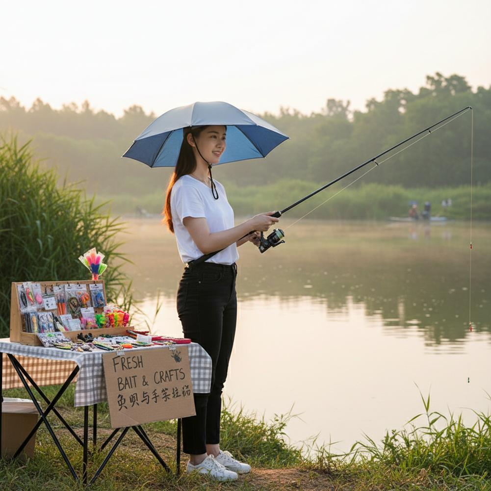 Visparapluhoed Verstelbare handsfree opvouwbare hoofdparaplukap UV-bescherming Waterdicht voor dames en heren die in de zomer vissen