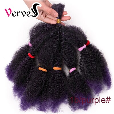 VERVES Culry Synthetic Crochet Braids Hair Extensions 12 inch Ombre Braiding Hair Afro Kinky Bulk Twist Braids Black,Brown,Bug: T1B/Purple / 6pcs/lot