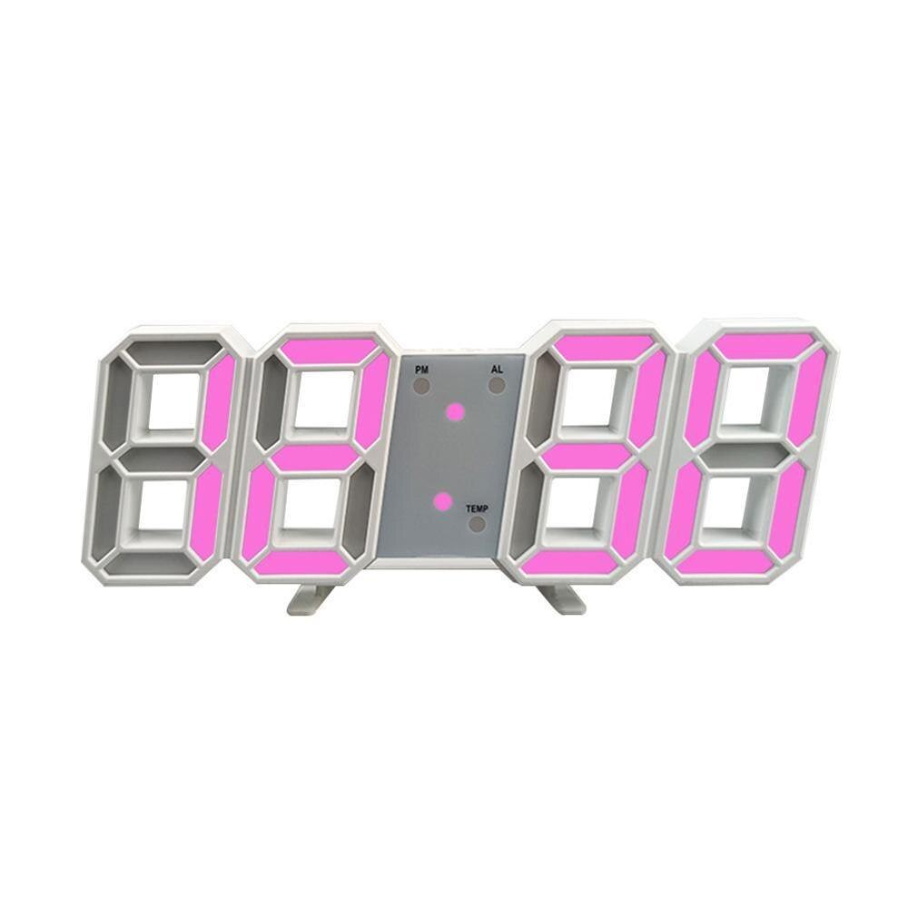 3D LED Digital Clock Glowing Night Mode Brightness Clock Wall Alarm Hanging Hour Clock Table Display 24/12 Adjustable Elect Z7X4: B