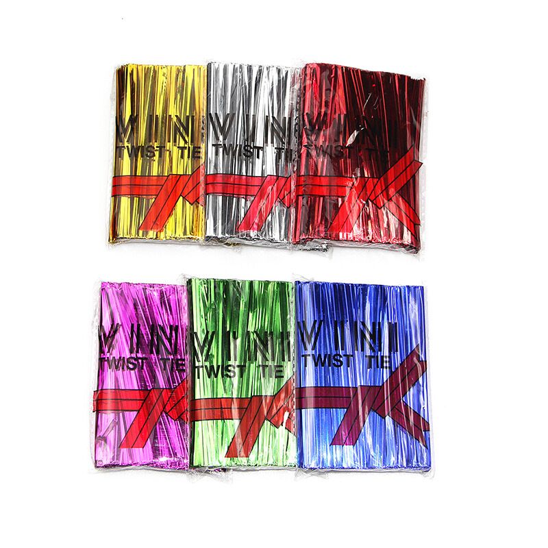 800 teile/paket Draht Metallic Twist Krawatten Für Cello Candy Tasche Stahl Backen Verpackung Ligation Lutscher Dessert Dicht Twist Krawatte