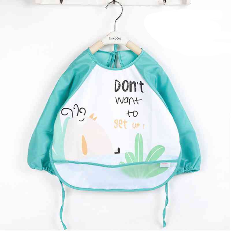 Cute Cartoon Baby Bibs Waterproof Infant Eating Bib with Pocket Children Drawing Long Sleeve Apron Kids Burp Cloth Baby Stuff: 0-2Y chick 7