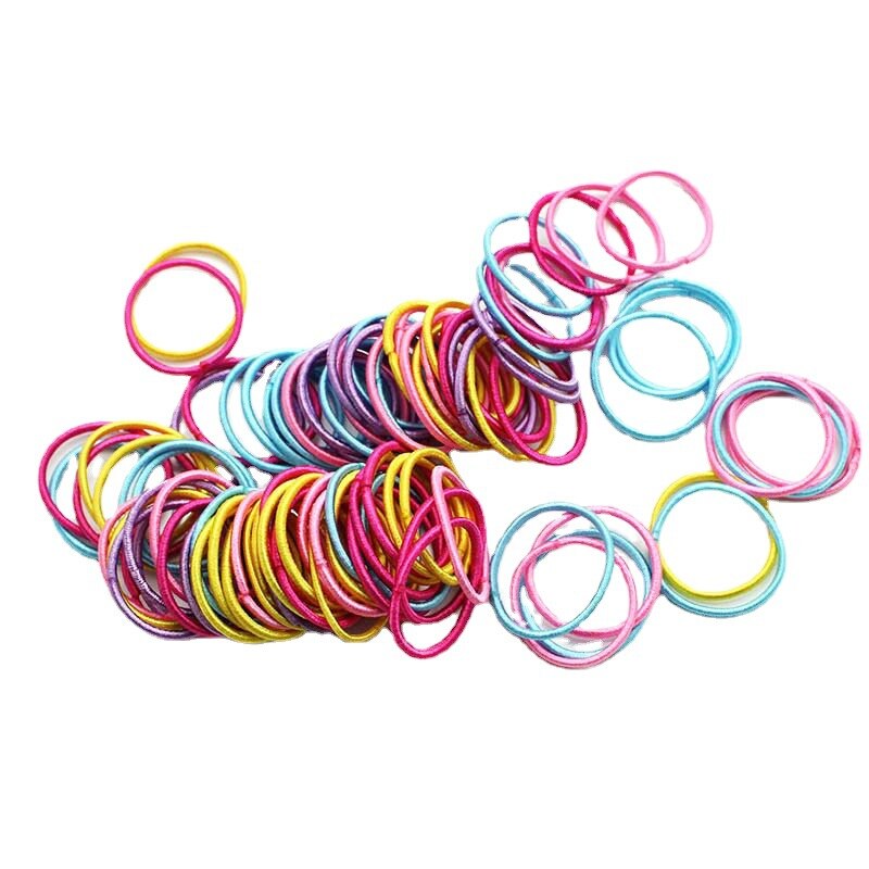 Lot de 100 pièces bandes élastiques pour les cheveux pour enfants, accessoires décoratifs en gomme caoutchouc pour filles