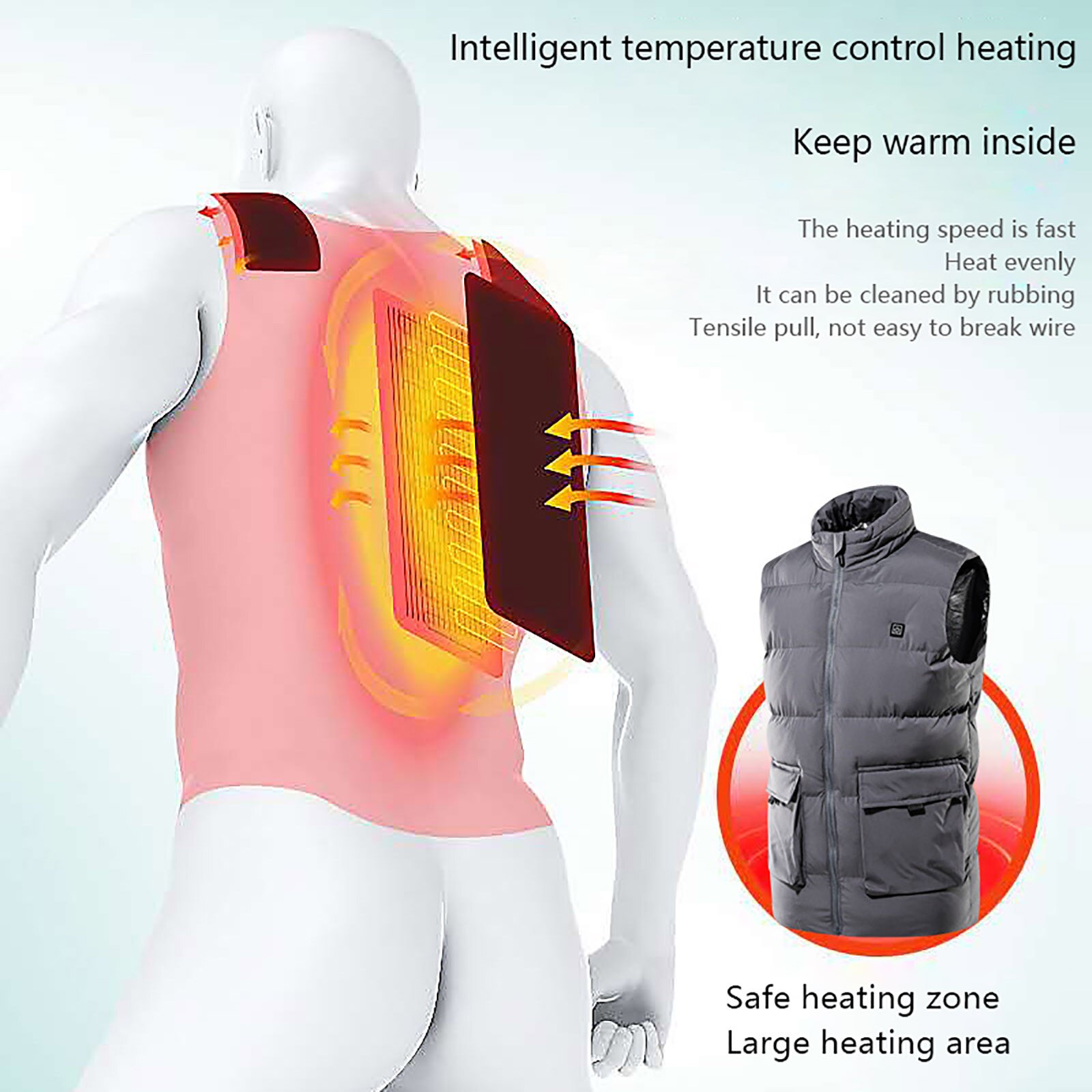 Mænd efterår vinter smart opvarmning bomuld vest usb infrarød elektrisk opvarmningsvest udendørs fleksibel termisk vinter varm jakke  #j4s