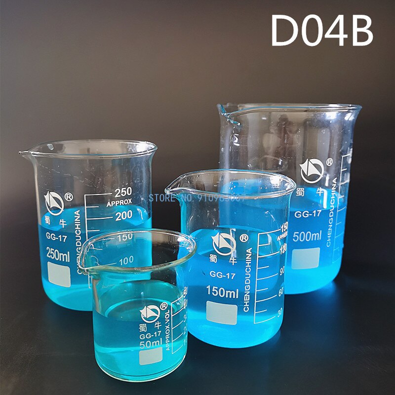 25-500ml Lab Borosilicate Glass Beaker Heat-resist Scaled Measuring Cup Laboratory Equipment