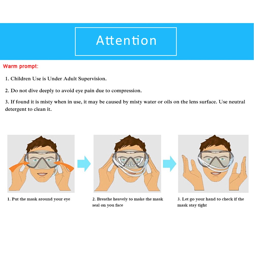 Silicone Gear Scuba Diving Mask Equipment Snorkel Adults Anti-Fog UV Waterproof Swim/Dive Glasses Men Women