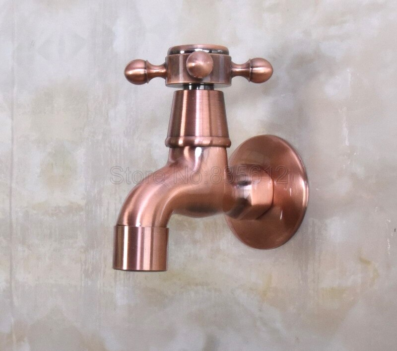 Antique Red Copper Wall Mounted Cross Handle Mop Pool Faucet / Sink Cold Water Tap Wav302
