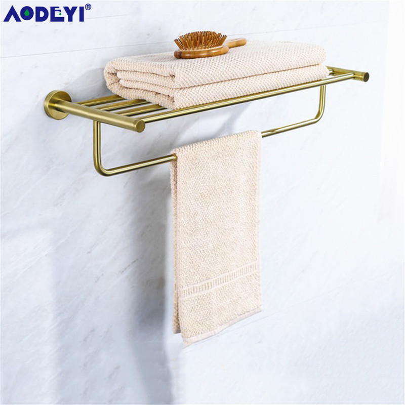 Badeværelse hardware sæt børstet guld morgenkåbe krog håndklædeholder rack bar hylde papirholder vægbeslag badeværelsestilbehør sus 304