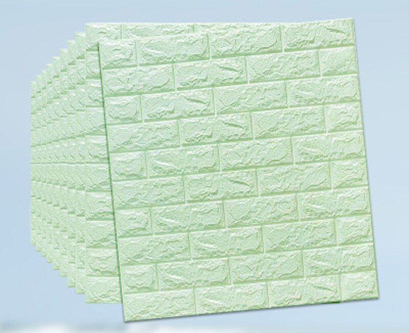 Pegatinas de espuma 3D para pared, de ladrillo, autoadhesivos impermeables para decoración del hogar, habitación de niños, sala de estar: Light green