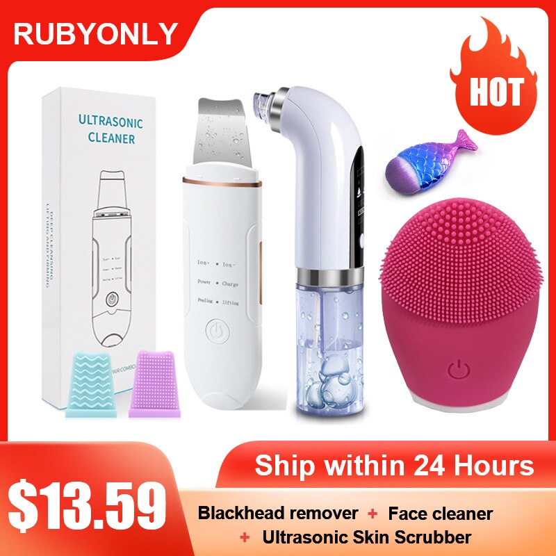 Ultrasonic Skin Scrubber Black Dot Remover USB Blackhead Remover Pore Vacuum Skin Care Acne Pore Cleaner clove removers
