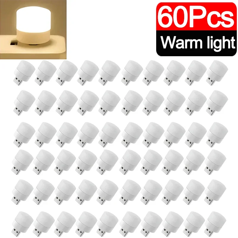 Mini bombillas de luz nocturna USB protección ocular blanca cálida luz de lectura de libros enchufe USB PC lámpara LED de carga de energía móvil: Gris blanco