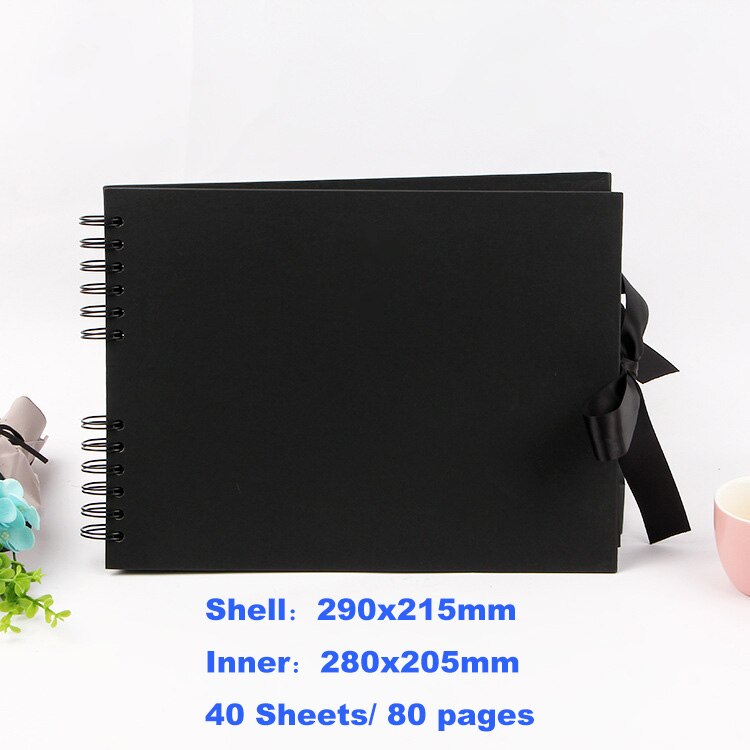Photo Albums Black Pages Memory Books Craft Paper DIY Scrapbooking Idol Picture Wedding Birthday Memorial Graduation Album: L Black