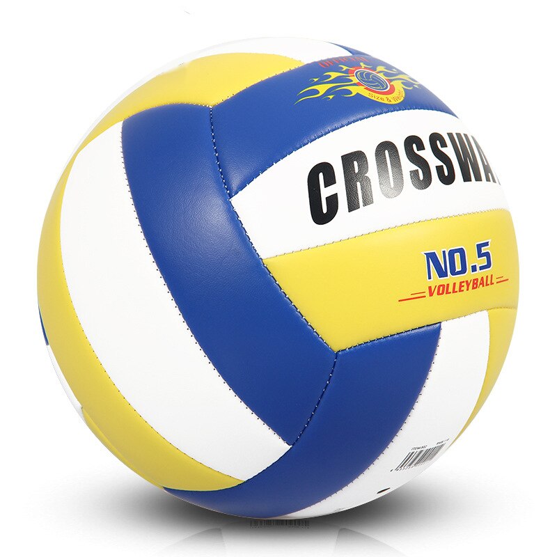 Warship volleyball No.5 soft leather indoor training competition volleyball beach men's and women's inflatable volleyball: Blue