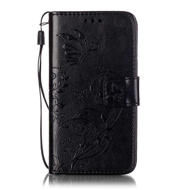 Telefonfodral till samsung  a 3 fodral butterfly stativ läder plånboksfodral skal samsung galaxy  a3 sm-a300f a300f a300: Svart