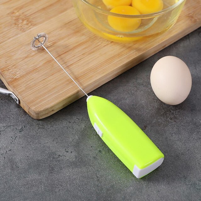 Mini Stainless Steel Electric Milk Frother Handheld Foamer Coffee Maker Egg Beater Chocolate Stirrer Portable Whisk Mixer Tool: Green