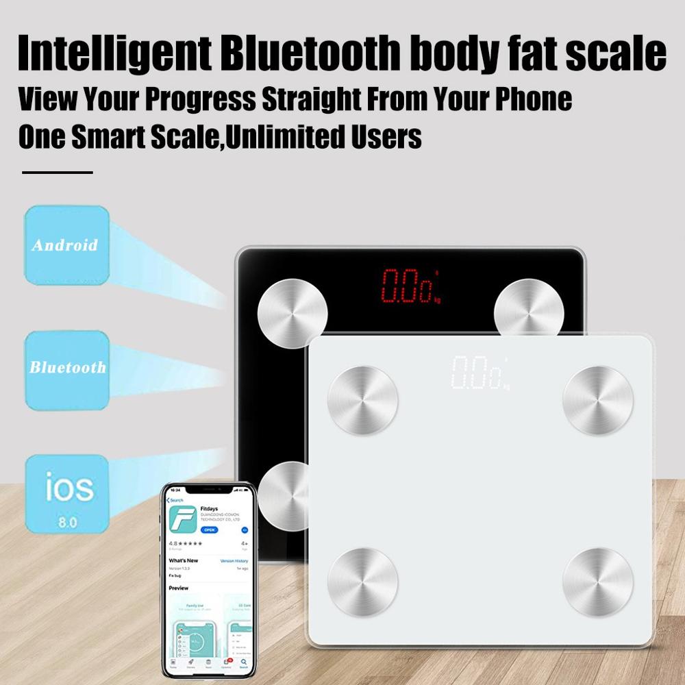 Square Mini Portable Bluetooth Intelligent Body Fat Index Measuring Scale Intelligent Bluetooth body fat scale T@