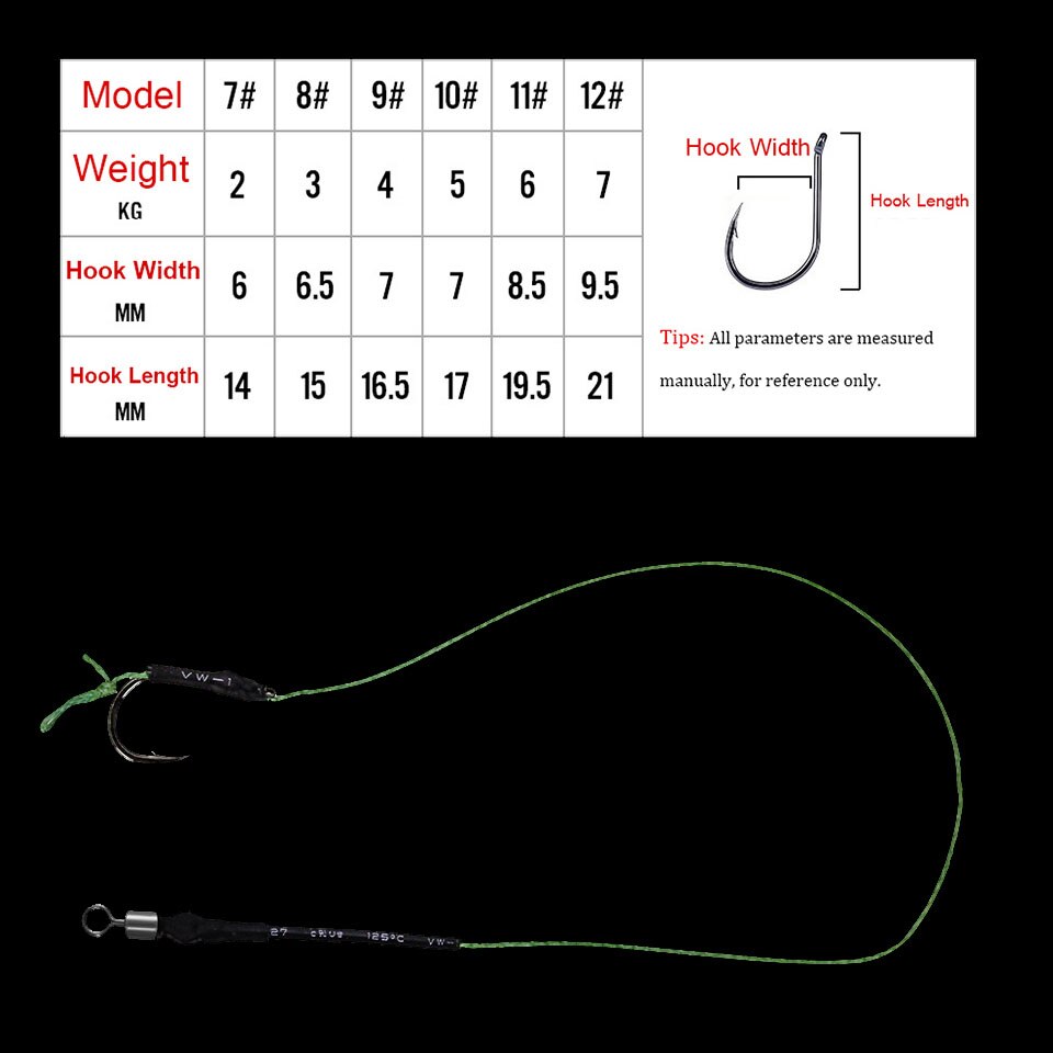 2 x Carp Fishing Ready Made Hooklink Tied Rigs Terminal Tackle Carp fishing rigs Carp Rig Curve Shank Fishing Hooks Size 7# 8# 9