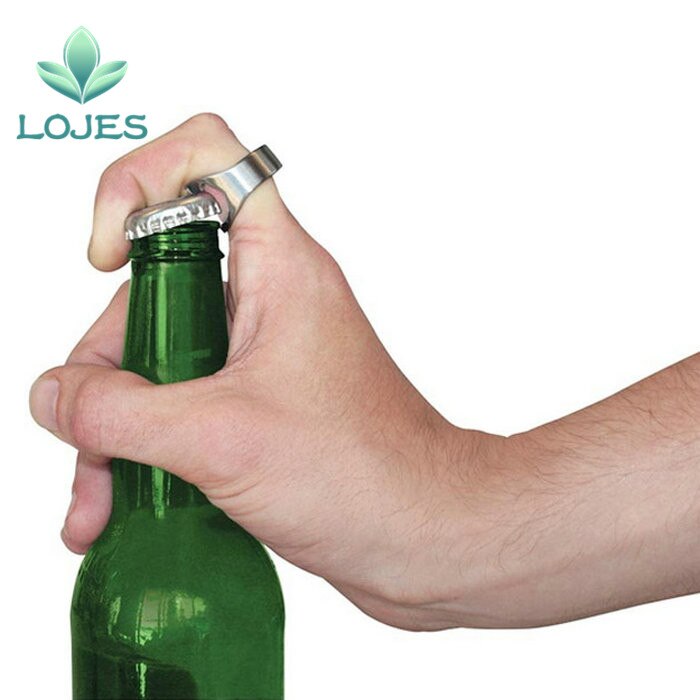 Kreative Edelstahl Bahre Öffner Finger Ring Ring-bilden Bahre Flasche Öffner Vielseitig Küche Bar Werkzeuge