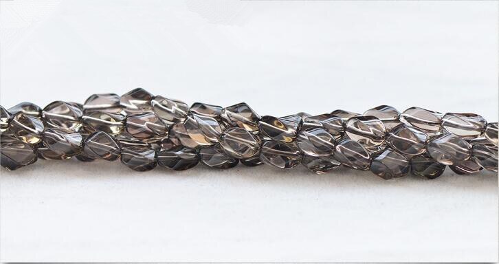 Joanlyn Grade Aa Natuurlijke Rookkwarts Twist Kralen 7X12 Mm 15 Inch Strand SQ35