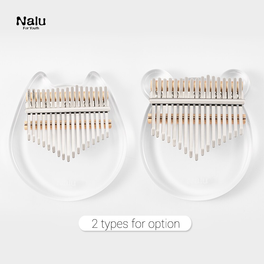 Nalu NK-BE Kalimba 17-Key transparente pulgar Piano Material acrílico lindo en forma de gato con bolsa de transporte nota Musical pegatinas Tuning
