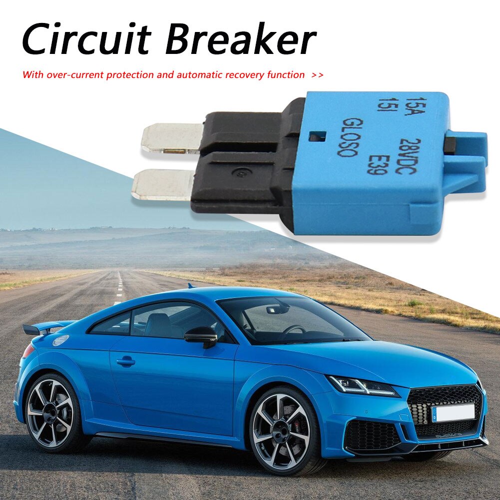 15A Circuit Breaker ATC Blade Fuse Manual Reset Resettable 15 Amp 28V DC for Marine Rally Automotive Boat
