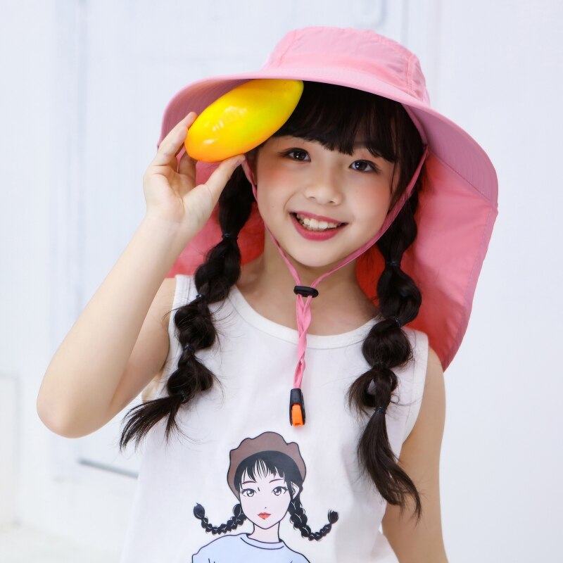 Wide Brim Children Beach Hat Sun Kids Bucket Cap Summer Girls Boys Travel Outdoor Cute Casual Anti-UV Hats