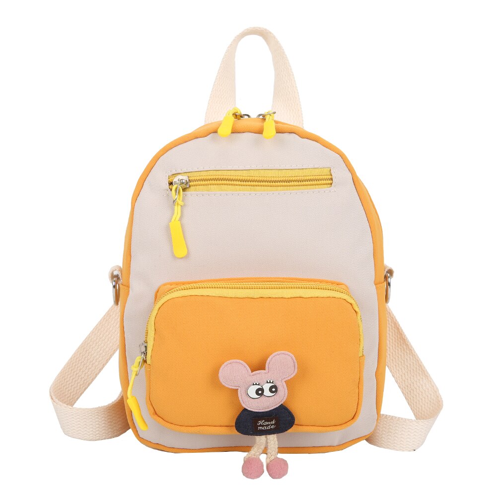 Neue Sommer Frauen Studenten Farbe Spleißen Multi Schichten Rucksack Nette Puppe Studenten Kleine Leinwand Rucksack Tornister: Gelb