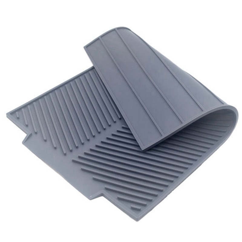 Silikone skålen tørring måtten flume folde dræning måtten, rektangel afløbsmåten tørret fade pad varmebestandig skridsikker grå: Default Title