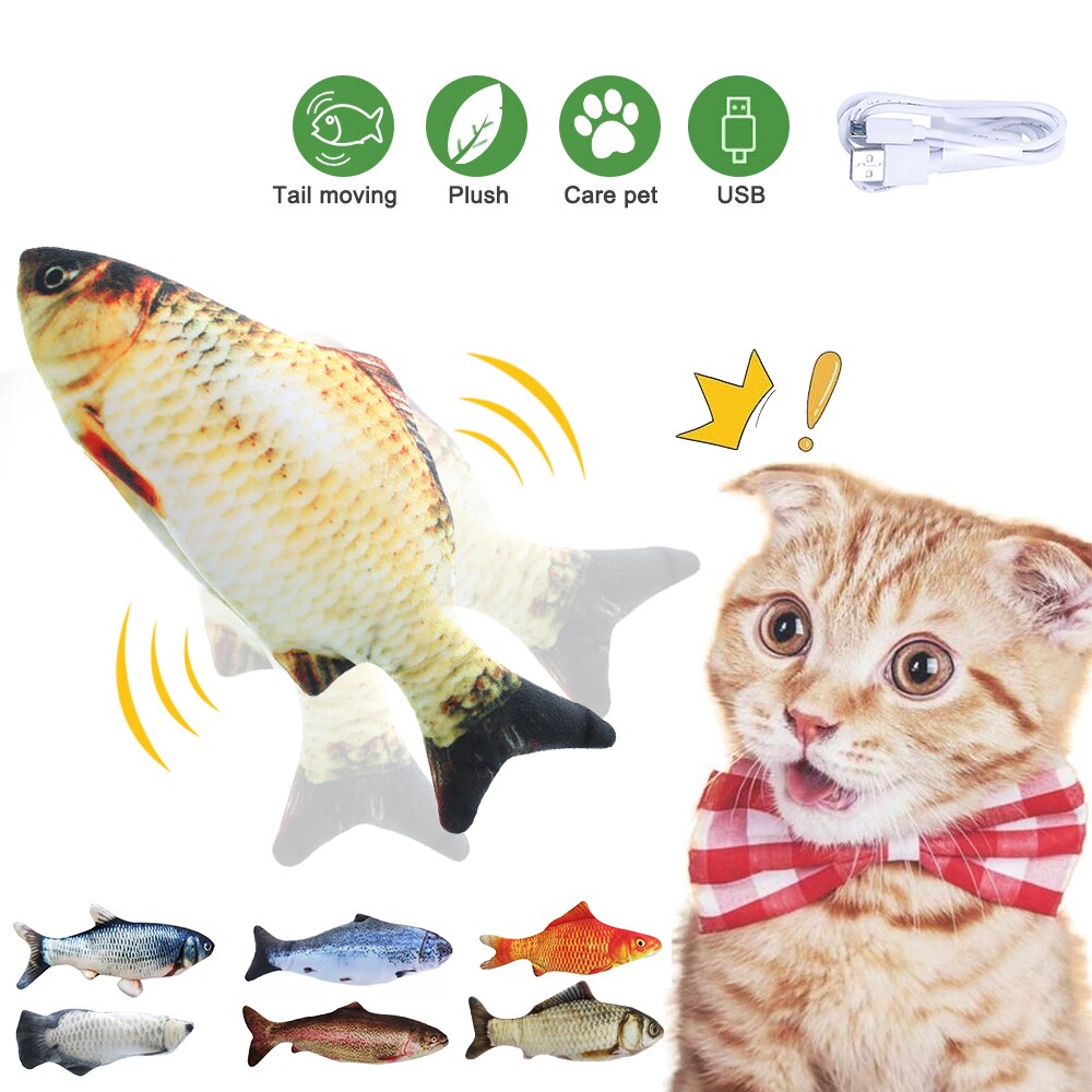 Huisdier speelgoed elektrisch katten speelgoed pluche 3d interactieve elektronische usb bijtbestendige kauw kies bewegende dansende vis speelgoed kitten katten speelgoed