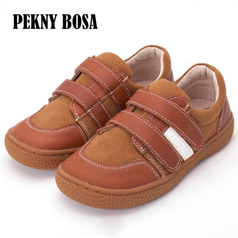 Pekny bosa marca costura de couro crianças sapatos descalços para meninos meninas sapatos de escola suficiente toe superior crianças tênis tamanho 25-35