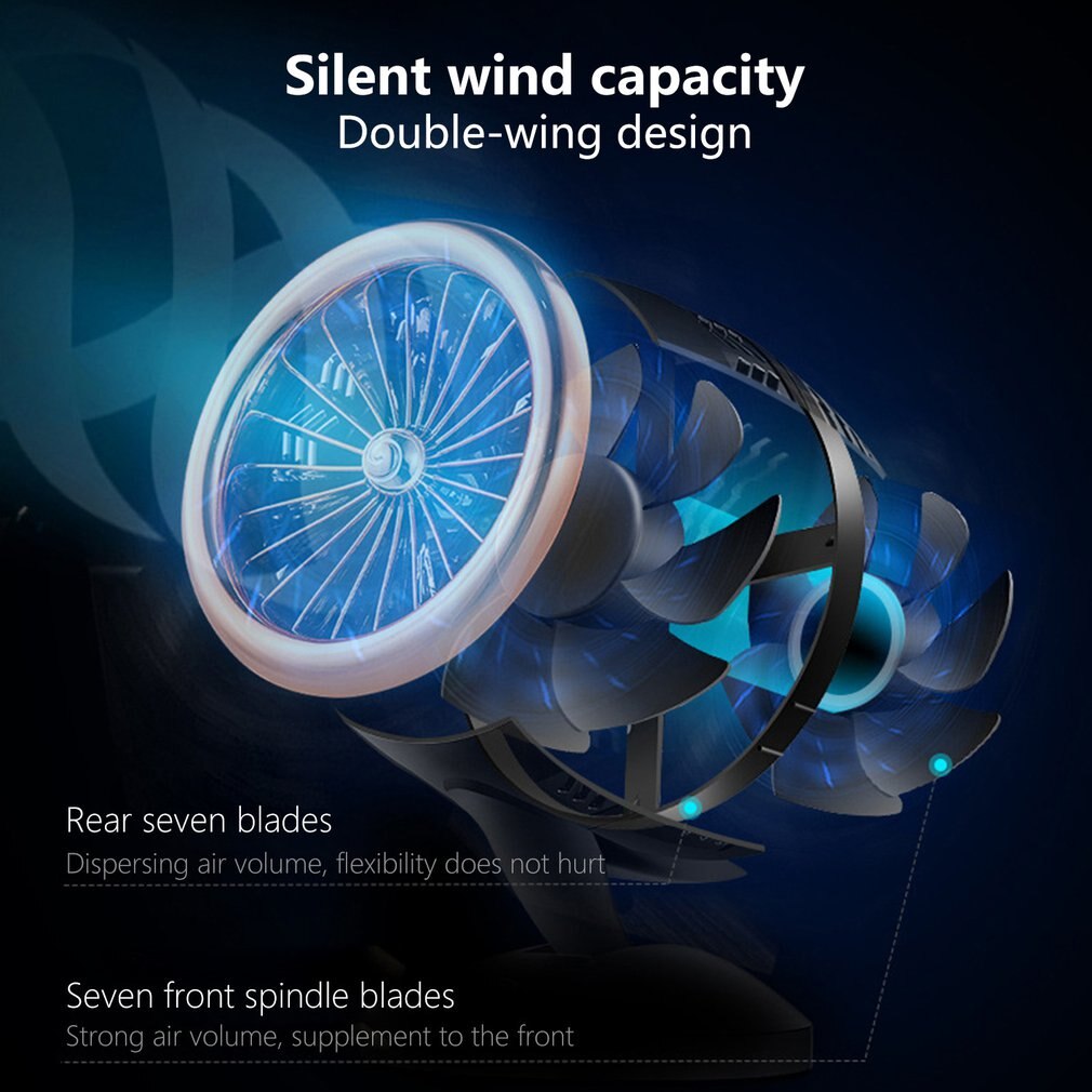 USB double leaf turbo mini fan cute mini fan 2-leaf fan cooling fan for office for home for car use
