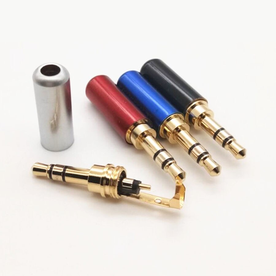 2 stuks Koperen 3/4 Pole 3.5mm Plug Male Headphone Jack met Clip 3.5mm Stereo Audio Connector voor 4mm Kabel Adapter