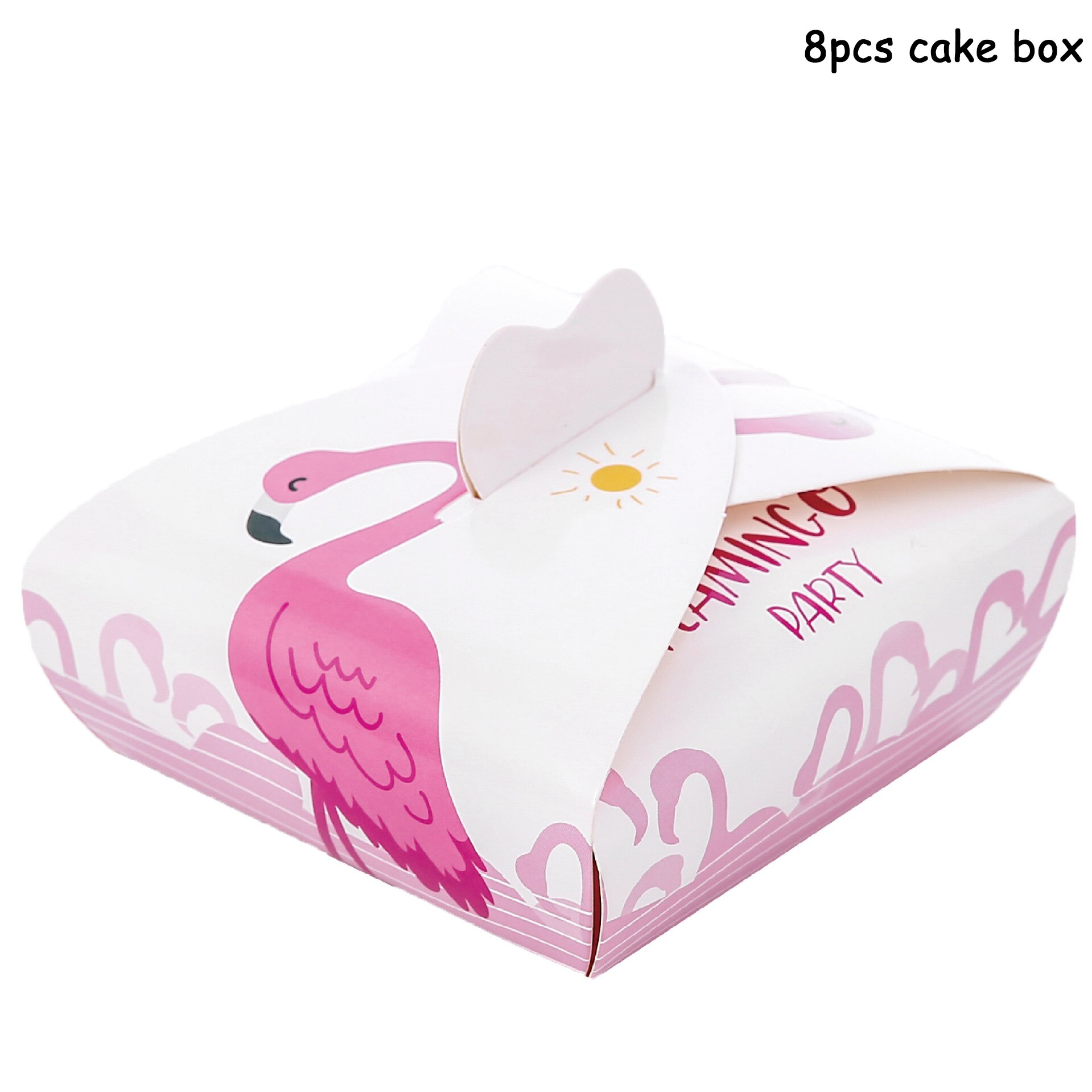 Suministros de de cumpleaños, vajilla desechable de flamenco, rosa, plato, tazas o manteles, Baby Shower, decoración para de boda: 8pcs cake box