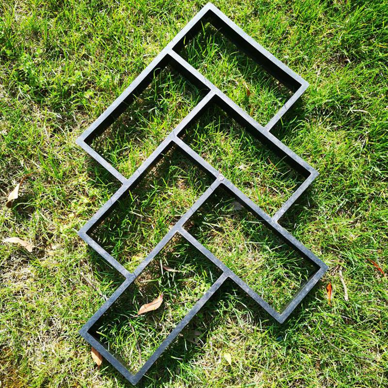 DIY L-Shaped Rectangular Walk Maker Mold Reusable Concrete Molding Yard Patio Lawn Garden Walkway Pavement Paving Molds