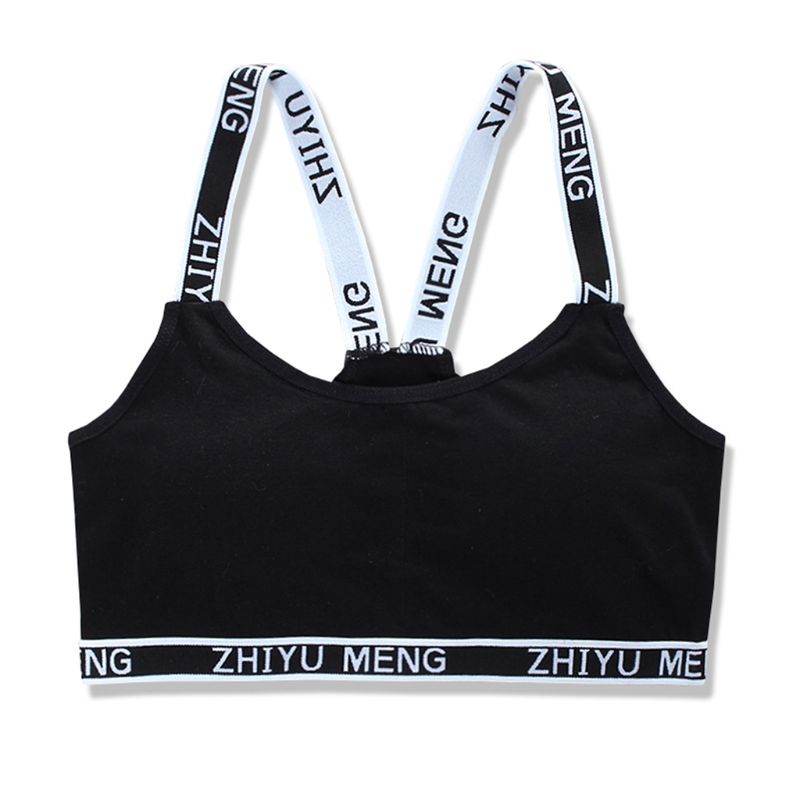 Young Girls Cotton Sport Traning Bra Letters Print Elastic Straps Bralette Vest U50F: 4