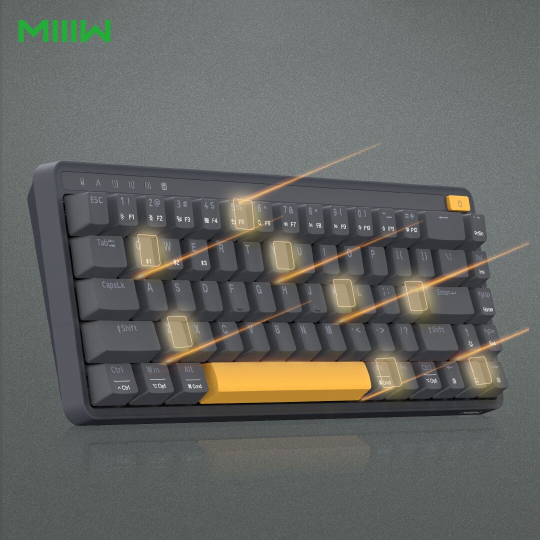Teclado mecánico MIIIW POP Series Z680C MWMKB01, Compatible con Bluetooth/cableado, modo Dual, 68 teclas, 50 millones de compresiones
